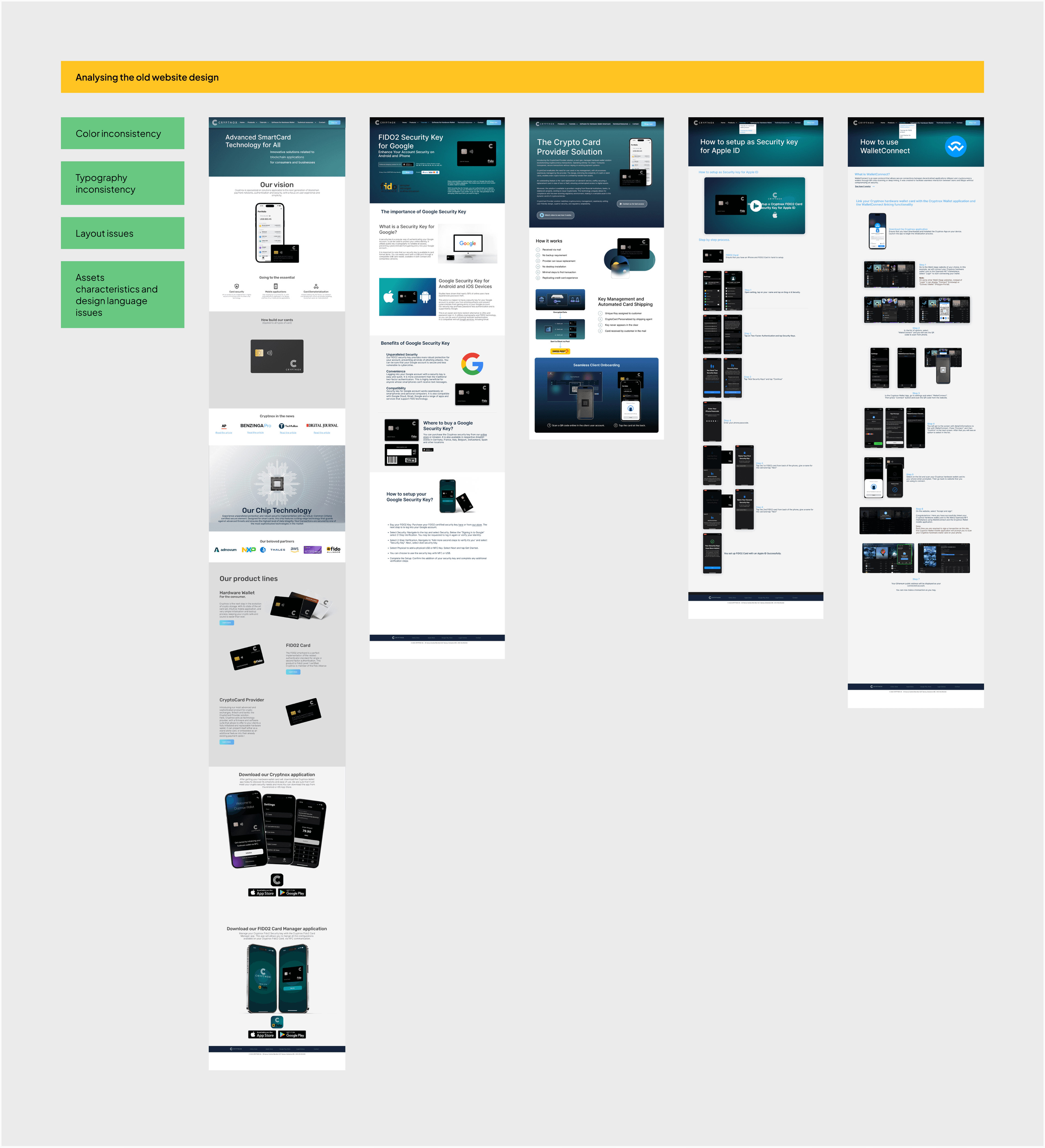 Image showing the old design of the Cryptnox website pages.